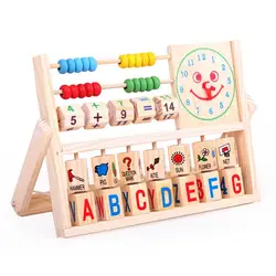 Для детей Универсальный лоскут счеты Обучающие деревянные игрушки Мульти Письмо Алфавит цифровой номер будильник