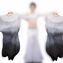 1,8 м белый черный градиент танца живота имитация шелка бамбука длинные складные веера вуали для танцоров представление шоу