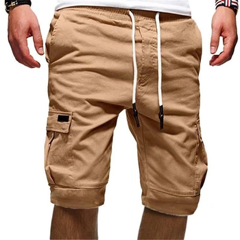 

Helisopus Solid Casual Loose Mens Shorts with Pockets Summer Knee Length Jogging Shorts Male Sweatpants Plus Size
