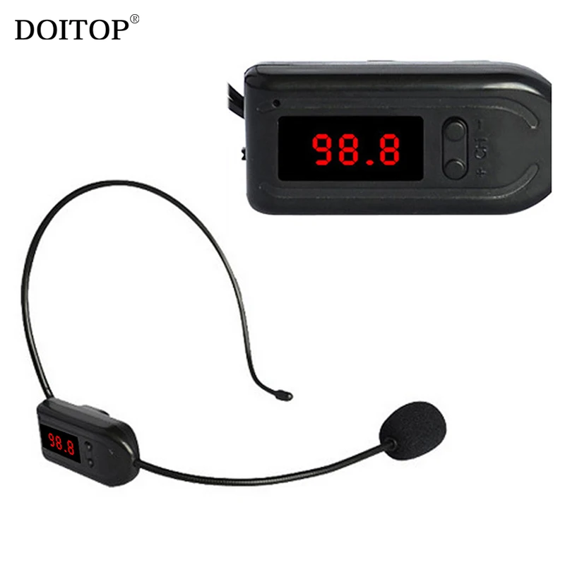 

DOITOP FM Wireless Headband Microphone Mic Megaphone Radio Multi-Channel Micphone Loudspeaker for Teaching Meeting Tour Guide O3