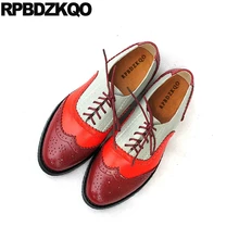 Обувь на плоской подошве на шнурках 11 натуральная кожа Большие размеры женские 12 44 винтажные женские оксфорды обувь броги 42 Ретро Китай дизайнер с круглым носком