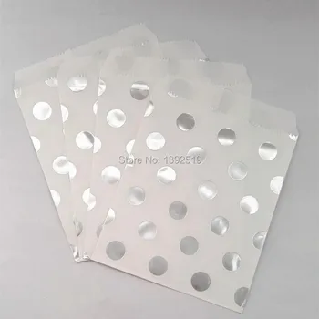 

2Lots Save 5% 500Pcs Foil Silver Dots Kraft Paper Bag Small Gift Bag Party Treat Favor Paper Bag for Gifts Candy Cookie 18X13cm