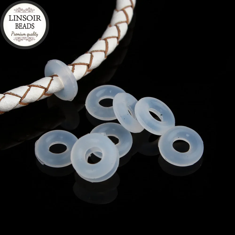 200Pcs/lot 2*7mm Elastic Rubber Stopper Spacer Beads Silicone Teething