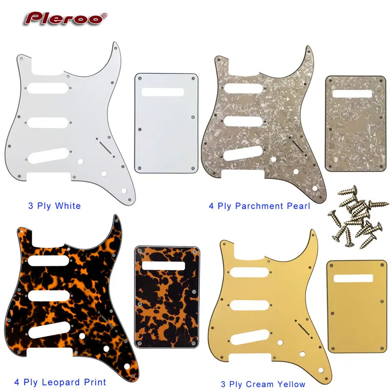 

Pleroo Guitar Parts - For US Stratocaster Jimi Hendrix 11 Screw Hole Standard Strat Guitar pickguard & Back Plate Scratch Plate