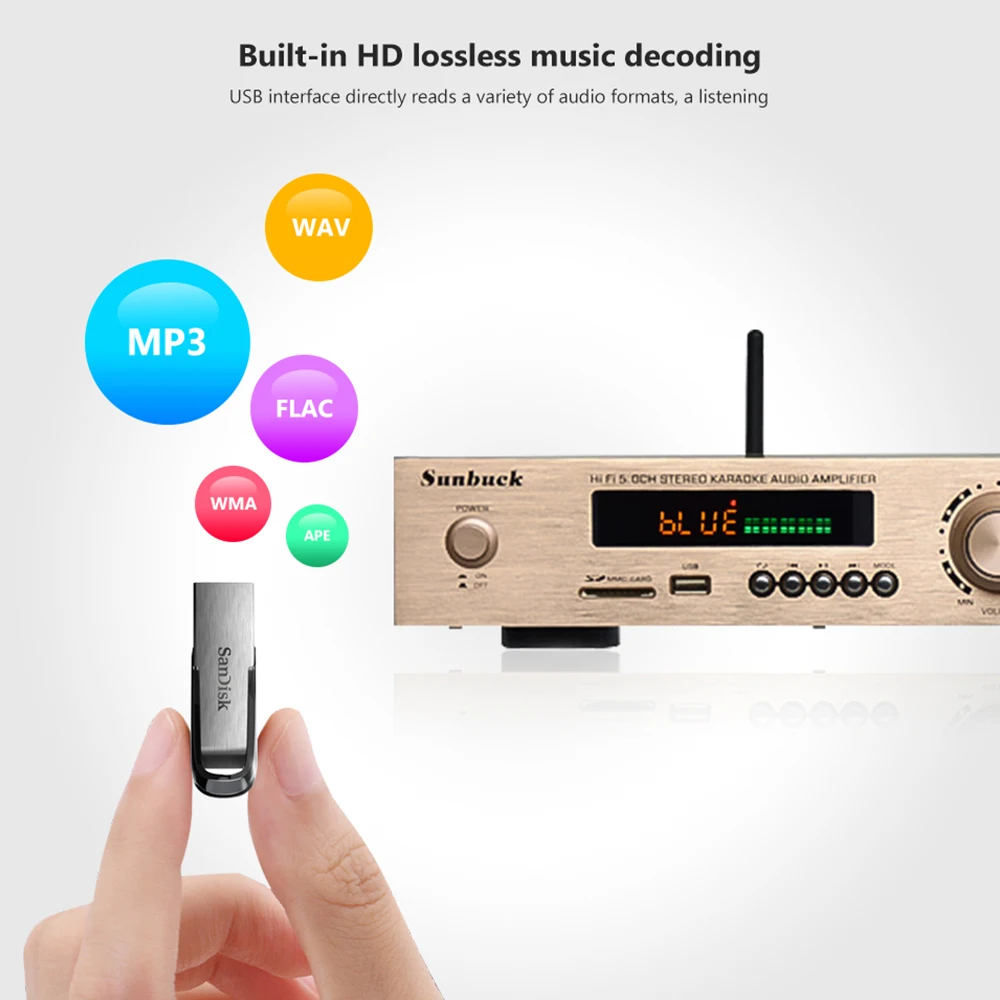 Усилитель звука 5 каналов Bluetooth стерео AV для домашнего кинотеатра сцены караоке Hi
