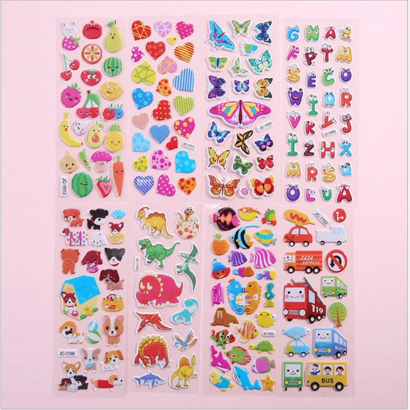 

5PCS Kawaii stationery stickers children DIY cartoon anime 3D stickers puzzle early educationbubble stickers animal YOUE SHONE