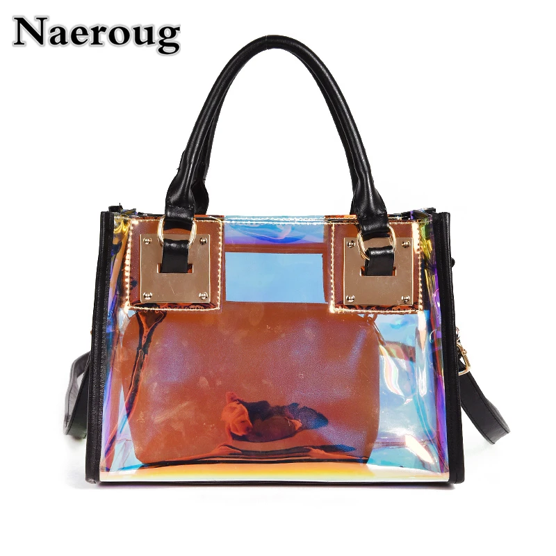 5 Color Luxury Handbags Women Bags Designer Fashion Clear Transparent Casual Tote Laser Hologram ...