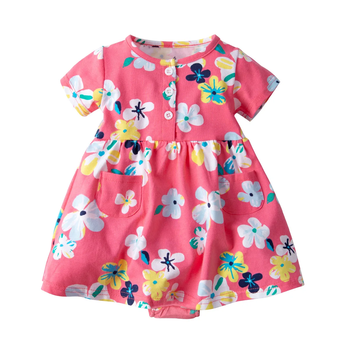 

Baby girls dress pink flowers dress cotton newborn romper baby infants girls costumes baby girls clothes rose red princess dress