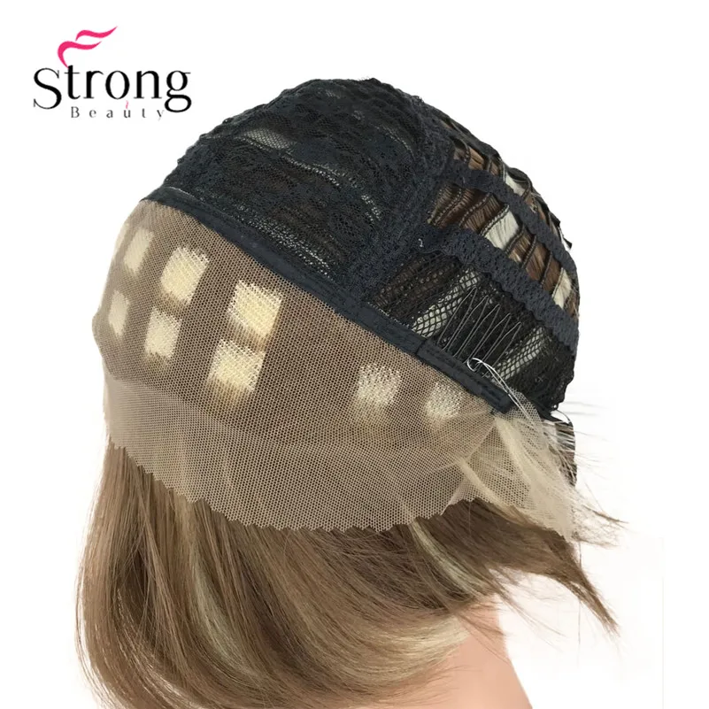StrongBeauty парик из синтетического кружева коричневый с яркими париками для мужчин