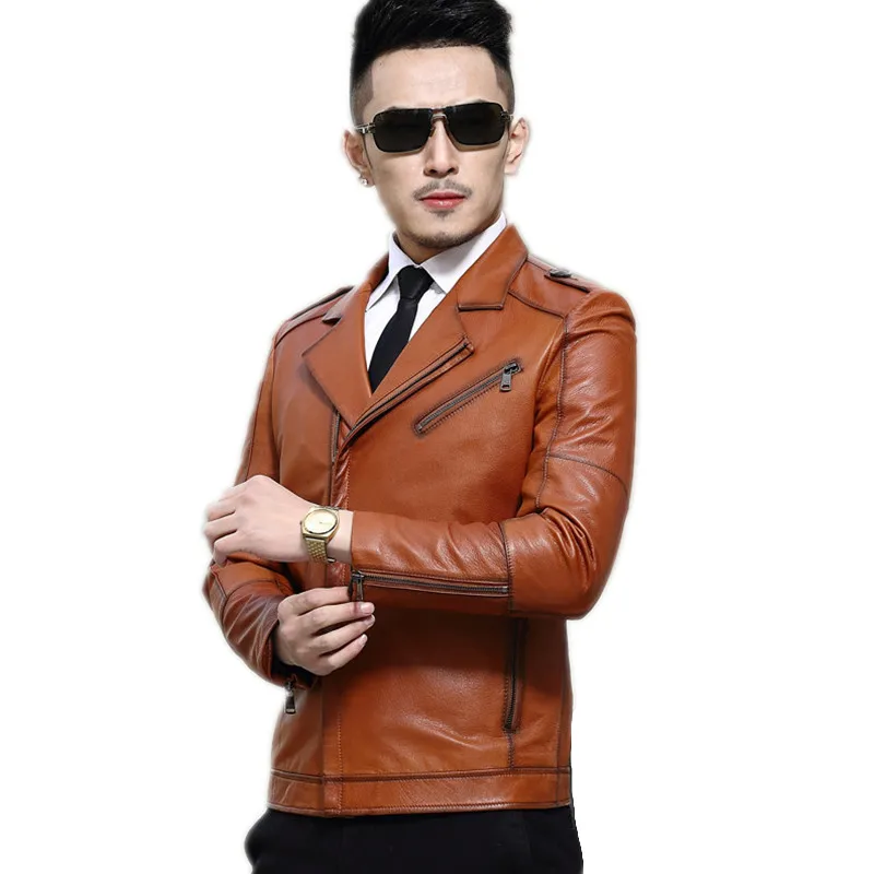 Brand Clothing 100 Genuine Leather Jacket Men Coat Brown Men's Leather