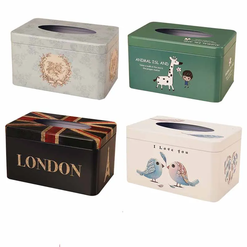 

Retro simple cute tissue box living room coffee table tray European household creative paper pumping box