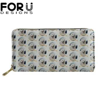 

FORUDESIGNS PU Long Wallets Female Travel Ladies Storage Women Money Bags 3D Samoyed Cute Dog Print Purse Coin Purse For Girls