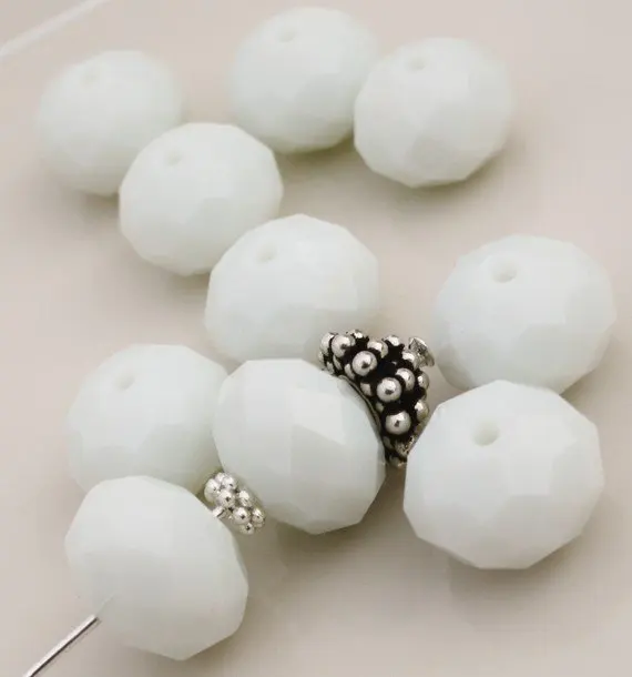 

Free Shipping! Wholesale AAA Top Quality 8mm Crystal 5040 Rondelle Opaque Chalk White Multi Faceted Rondelle Abacus Bead 360pcs