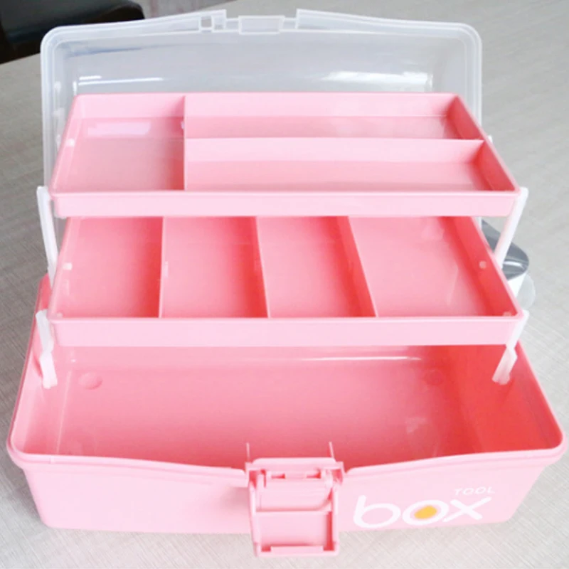 Three-Tier Medicine Box For First Aid Kit Plastic Folding Medical Chest Organizer For Makeup Stationery Storage Boxes