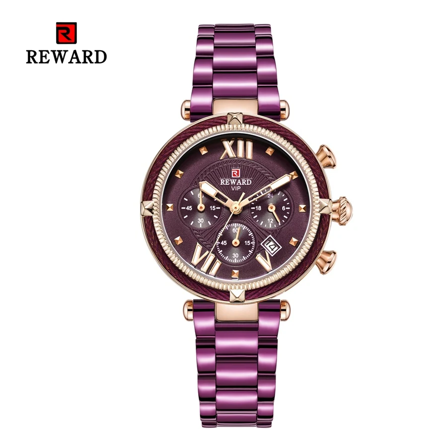 Награда Топ Элитный бренд Для женщин часы календарь 24 часов Спортивные Часы Синий Сталь часы ко дню рождения Юбилей подарки - Цвет: RD000103