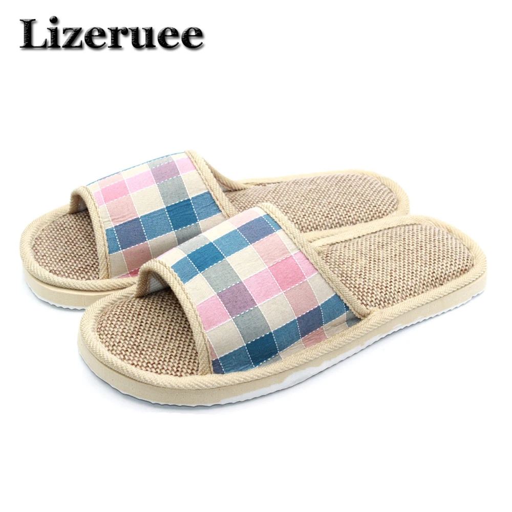 

Lizeruee Natural Flax Home Slippers Indoor Floor Shoes Silent Sweat Slippers For Summer Women Sandals Slippers Drop Ship C302