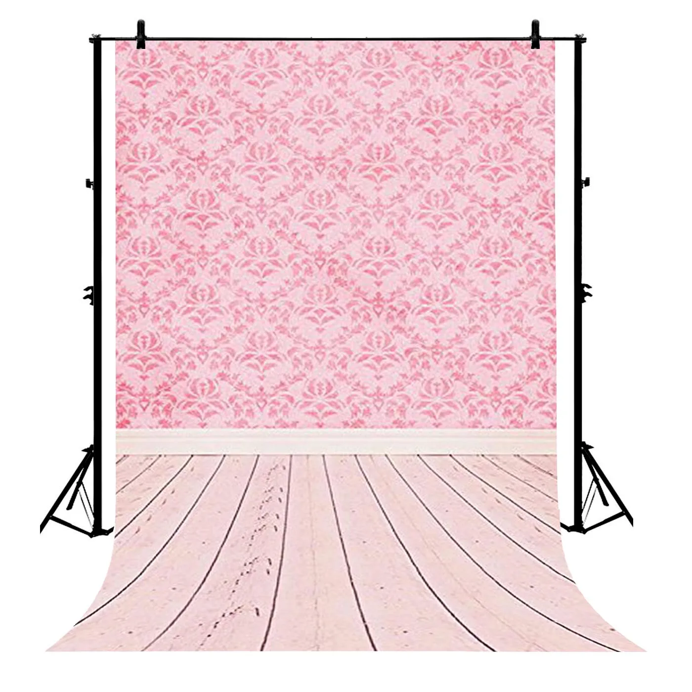 

5x7ft Pink Damask Flowers Birthday Party Princess Polyester Photo Background Portrait Backdrop