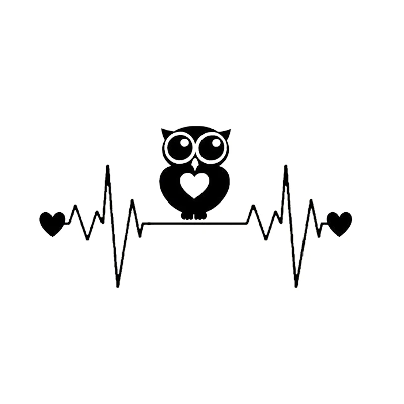 

Owl Heartbeat Lifeline Wide Lovely Car Sticker Vinyl Decal Hoot Barred Great Horned Art Modern Decal