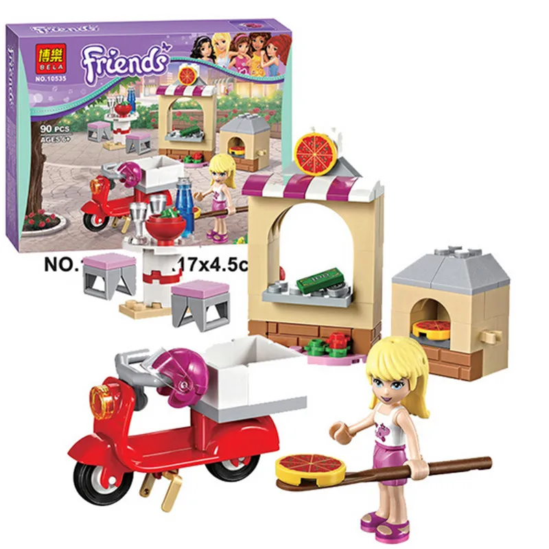 

2016 New Bela 10535 90Pcs Friends Stephanie's Pizzeria Model Building Kit Minifigure Blocks Brick Girl Toy Gift Compatible 41092