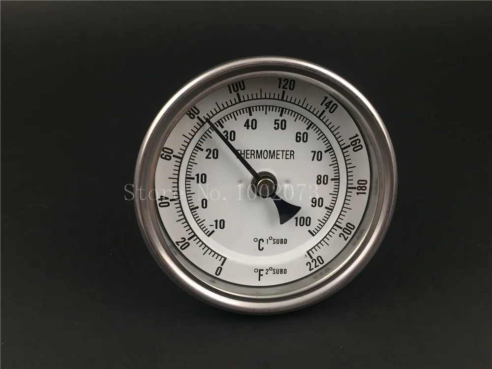 Weldless Bi-metal Thermometer Kit, 3Face & 2Probe, 12MNPT, 0~220F degree, Beer Brewing Thermometer, Homebrew Kettle (9)