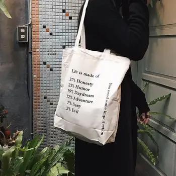 

Fashion Letter Print Large Capacity Canvas Shopping Bag Women Tote Shoulder Handbag
