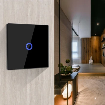 

1/2/3 Gang Switch Waterproof Touch Switch Ultra Clear Tempered Glass Panel AC 170-240V White Black Gold 5-300W /Gang