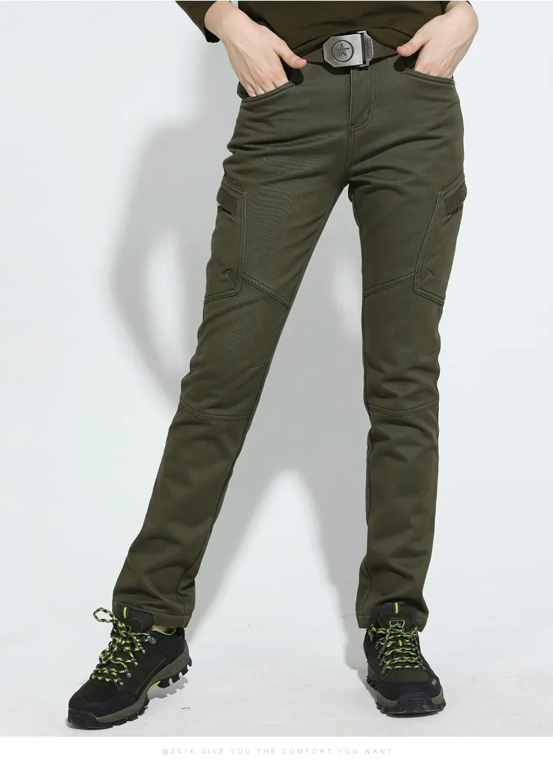 Зимние Утепленные флисовые хлопковые брюки, женские модные бархатные брюки, военные простые армейские зеленые брюки, походные альпинистские штаны для женщин