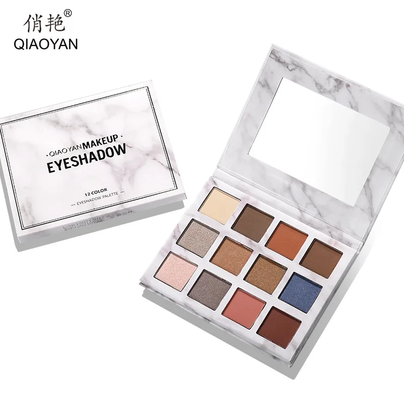 

QiaoYan Professional 12 colors Makeup Palette Glitter Palette Eyeshadow Pallete Waterproof Glitter Eyeshadow Shimmer Cosmetics
