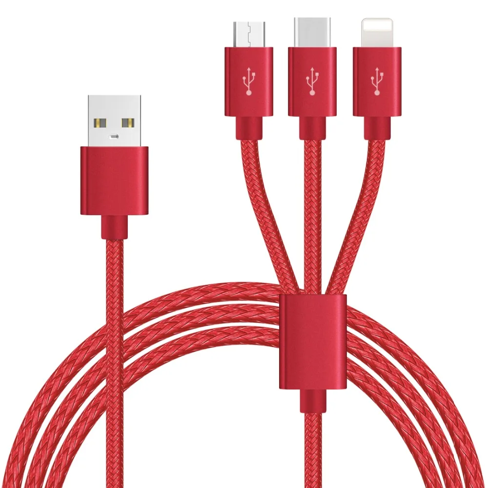 

3 in 1 Micro USB Cable 2A Fast Charging Sync Quick Charger For Lightning iOS iPhone Mobile Phone Type C Cable For xiaomi