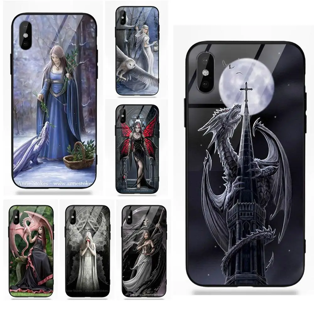 

Vvcqod For Apple iPhone 5 5C 5S SE 6 6S 7 8 Plus X XS Max XR Soft TPU Frame Tempered Glass Mobile Case Anne Stokes Candelabra