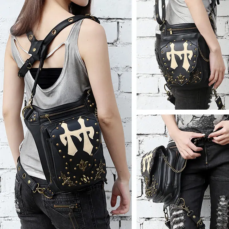 Gothic Steampunk Waist Bag Multi-functional Drop Leg Pack Hip Belt - Main Image