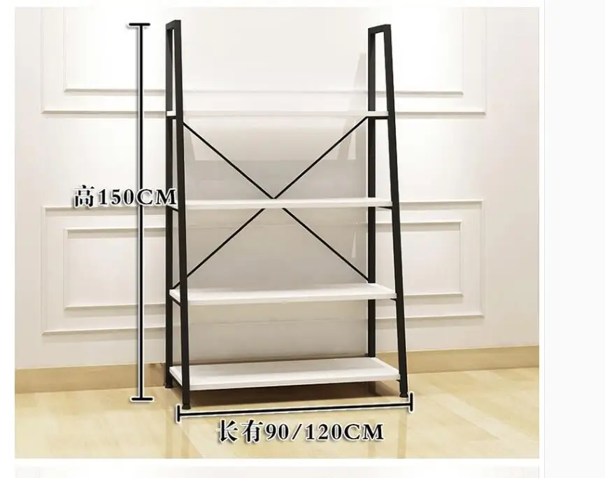 Wrought iron floor clothing store clothes display stand on the wall side hanging women's clothing store floor shelf