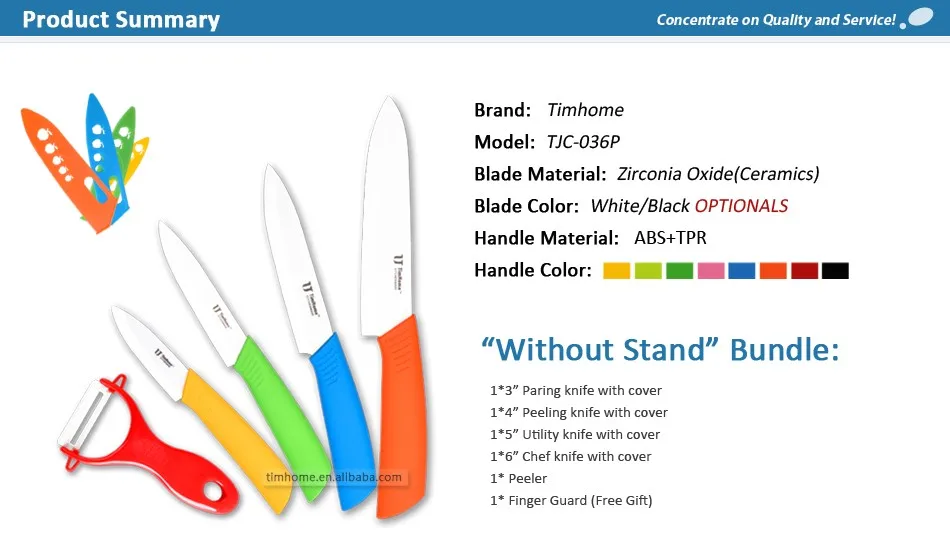 Timhome брендовый циркониевый керамический набор ножей " 4" " 6" кухонный нож с крышками в подарок