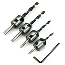 4pcs HSS 5 Flute Countersink Drill Bit Set 3mm 6mm High Speed Steel Chamfer Reamer Woodworking
