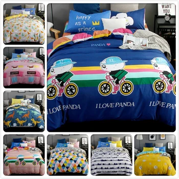 

Colour Stripe Cartoon Kids Bedclothes 3/4 pcs Bedding Set 1.2m 1.5m 1.8m 2m Bedsheet King Queen Double Size Duvet Cover Bedlinen