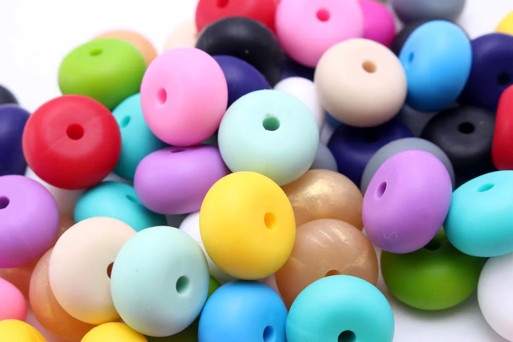 MHS. SUN разноцветные облепленные abacus Прорезыватели Зубов Силиконовые бусины 14*8 мм BPA бесплатно Безопасные Детские Жевательные бусы для кормления смешанные ювелирные изделия/игрушки