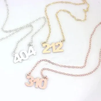 

Simple Area Code Necklace Gold Rose Gold Silver Colour Number Necklaces Jewelry Gift for Women YP4007