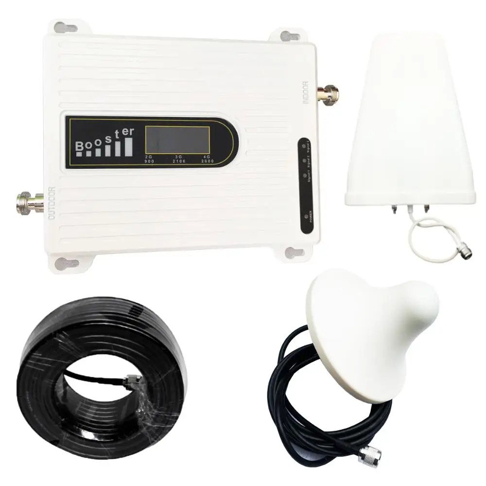 

Triple Band Signal Booster 900 2100 2600 mhz Mobile Phone Signal Repeater Cell Phone Cellular Amplifier Set for 2g 3g 4g