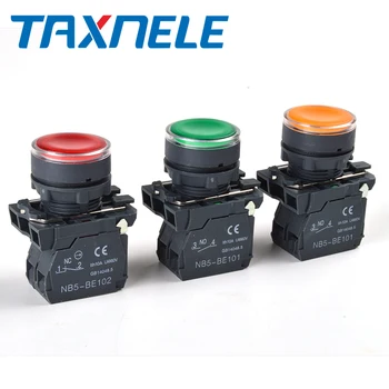 

22MM waterproof illuminated push button switch momentary switch with integral LED NB5 XB5 AW33B1C 22mm spring return