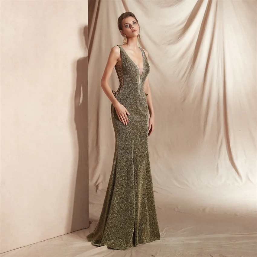 

Sexy Deep V-Neck Mermaid Evening Dresses 2019 New Arrivals Formal abendkleider abiye gece elbisesi robe de soiree longue