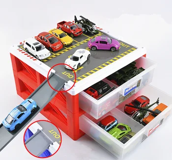 

Simulation Car parking lot storage box Alloy Luxury Mini car model Car Carport Garage toy Collection model kids child baby gift