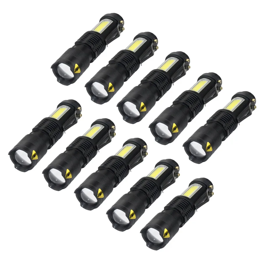 brightest led torch Portable LED Flashlight Q5 +COB Mini Black 2000LM Waterproof Zoomable LED Torch Penlight Use AA 14500 Battery Lighting Lantern super bright torch Flashlights