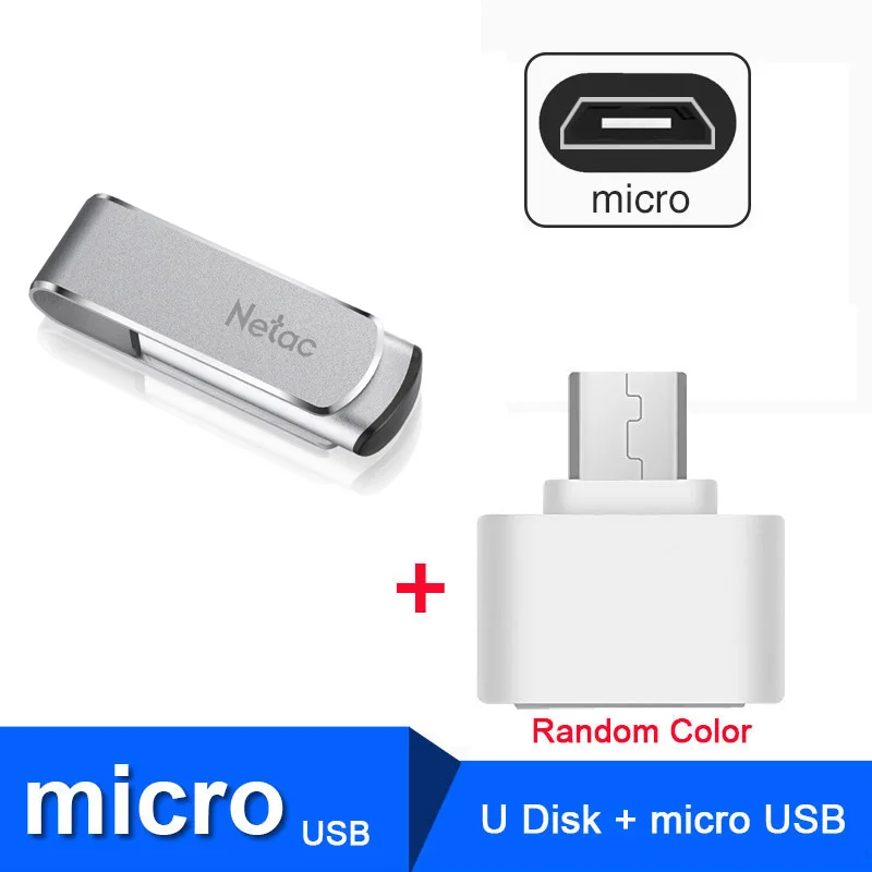 Netac 32 ГБ флешка Поворотный Металлический Флэш-накопитель USB 64 ГБ 16 ГБ 128 ГБ Pendrive U388 Индикатор 360 Поворот DIY Пользовательские Memory Stick U Диск флешки - Цвет: U388 Plus OTG