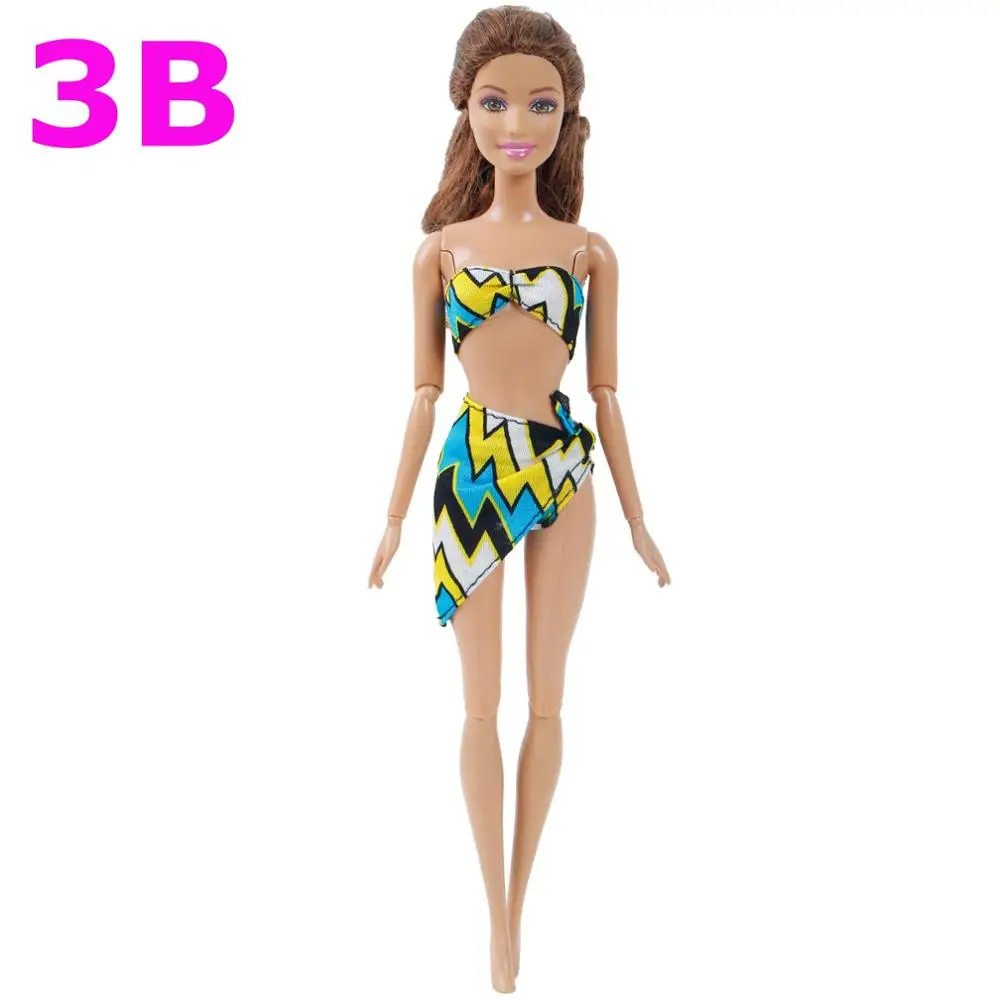 Модный смешанный Стильный Купальник, летний купальник, пляжный купальный комплект бикини, аксессуары для одежды, Одежда для куклы Барби, игрушки DIY - Цвет: NO.3B