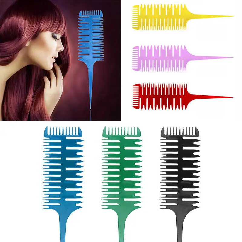 6 Colors 3-Way Sectioning Highlight Comb Professional Easy To Use Weave Weaving Comb Hair Dye Styling Tool For Salon Hot Selling