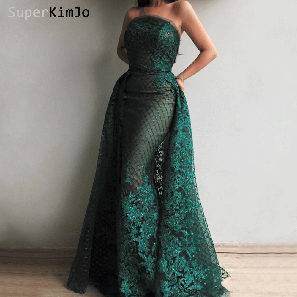SuperKimJo 2019 Abendkleider Lace Applique Evening Dresses Long Detachable Skirt Elegant Evening Gown Formal Dress SuperKimJo 2019 Abendkleider Lace Applique Evening Dresses Long Detachable Skirt Elegant Evening Gown Formal Dress