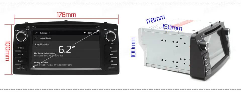 MARUBOX 6A900DT3, Автомобильный мультимедийный проигрыватель для Защитные чехлы для сидений, сшитые специально для Toyota Corolla E120 BYD F3, 4 ядра, Android 7,1, 2 Гб Оперативная память 32 GB Встроенная память, DVD, gps, USB, радио