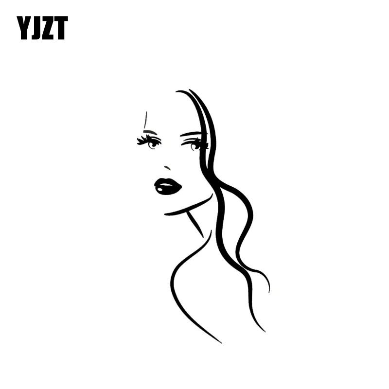 

YJZT 6.4*12.4CM Sexy Girl Face Cute Black/Silver Fashion Advanced Design Vinyl Decals Covering The Body Good Quality C20-0329