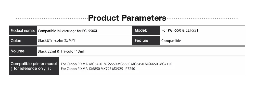 Совместимость 550 551 чернильный картридж XL сменный для Canon PGI-550XL PGI550 PGI 550 CLI551 для Canon PIXMA IP7250 MG5450