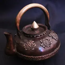 HDC0718 Тибетский традиционный красный латунный винный чайник, тибетская ручная работа счастливый BabaoTea горшок, 5 '', домашний декор Ремесла, низкий минимальный заказ